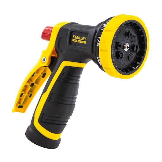 Black and yellow heavy-duty 8-pattern rear trigger nozzle.
