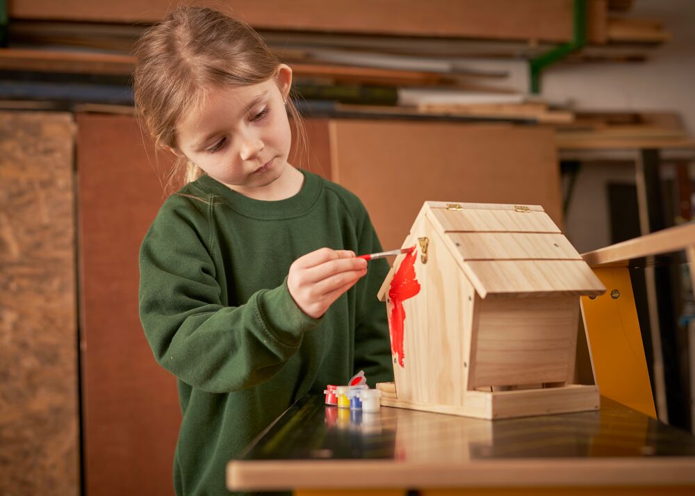 Stanley® Jr. Wooden Diy Bird Feeder Kit Application Shot